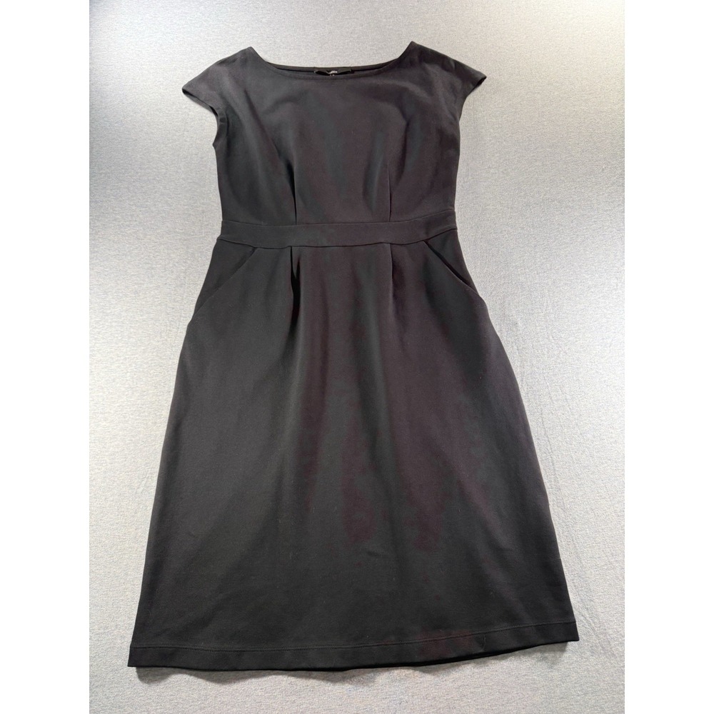 Quince Ultra Stretch Ponte Cap Sleeve Sheath Dress Black Women's Small Pockets - Picture 1 of 9